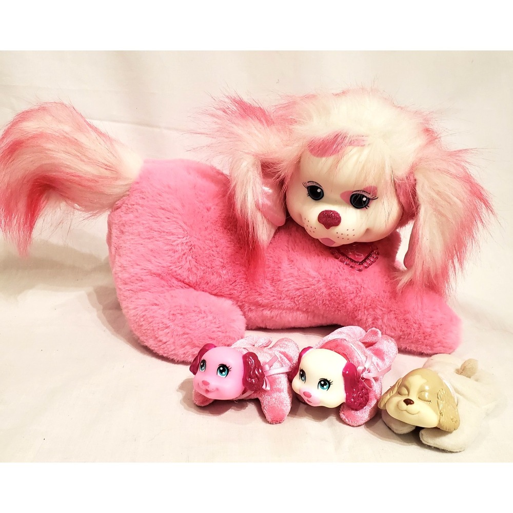 Puppy Surprise Just Play Pink And White Mommy & 3 Babies Puppies